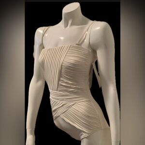 NWT Gottex Pearl Goddess Bandeau Swimsuit Ivory Misses size 10